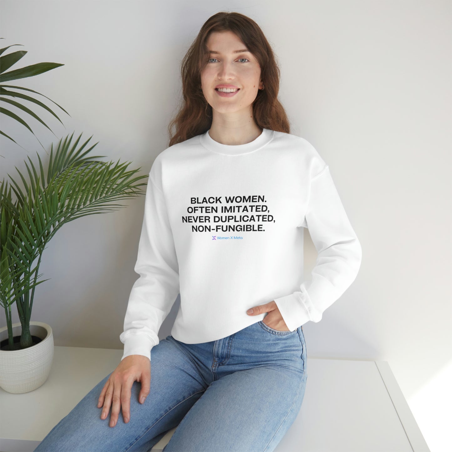 Non-Fungible Black Woman: Unisex Heavy Blend™ Crewneck Sweatshirt